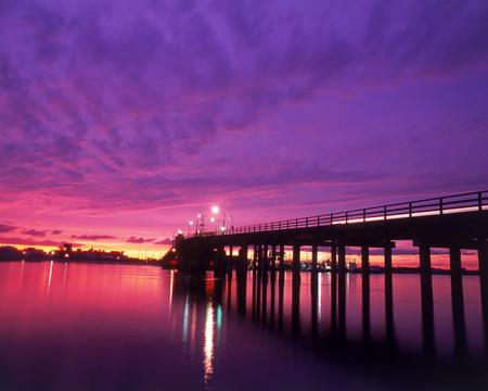 Middle Torofare Brigde - sunset, purple, sky, brigde