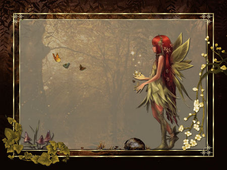 Forest Fairy - nature, fairy, trees, butterflies