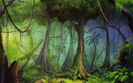 Fantasy Forest - lush, trees, vines, green, life