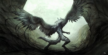 winged monster - fiend, wings, cg, monster