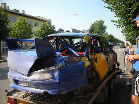 Evo 9 Crash - crash, 9, evo, rally, 2010, lithuania, lakes rally, zarasai