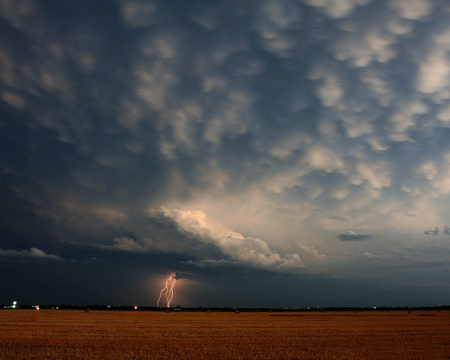 Lightning in distance - dark, lightning, storm, clouds