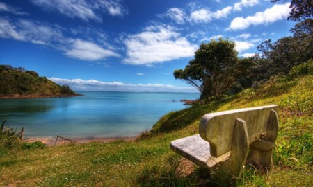 The Lookout - water, sky, bench, trees