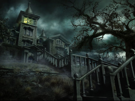 A Dark And Eerie Night - spooky, haunted house, dark, scary