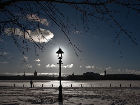 Light in the Darkness - view, land, light, river