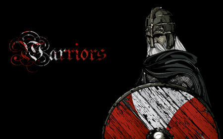 Warrior - black, warrior, shield, red