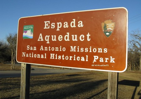 Espada Aqueduct Signboard - sign, san antonio, spanish heritage, missions, san francisco de la espada, pilgrimage, signboard