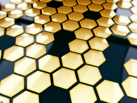 Golden Honey Cell - honey, background, golden, cell, 3d, hd