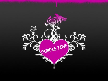 Purple Love - white, love, purple, heart, black