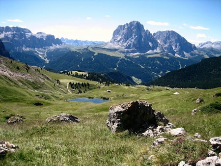 The Alps - hills, alps, mountains, land, grass