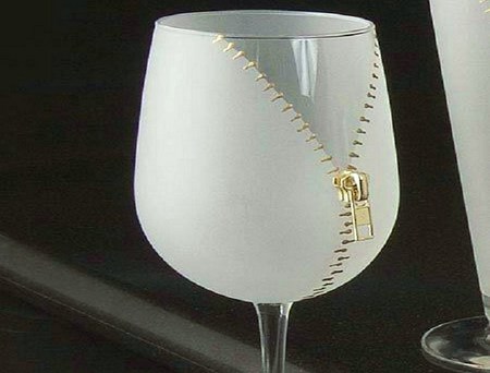 Wine with a little zip - white, design, new concept, wine glass, zipper