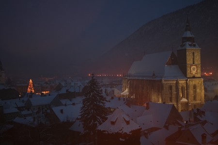 black church - brasov, witer, black, church