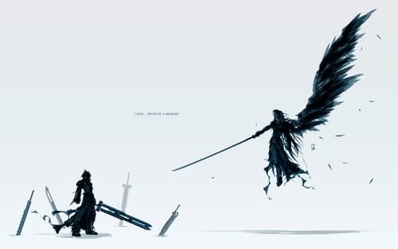 Final Fantasy 7 Cloud & Sephroth - ff7, sephroth, cloud, wing, sword, final fantasy 7