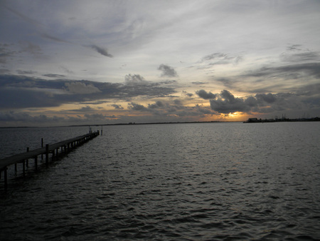 Sunset over Florida Pier - beach, pier, gulf, florida, sunset