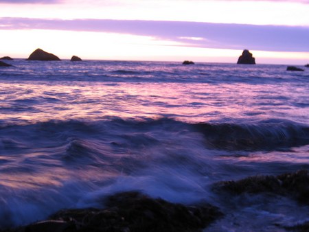 Evening Tide - ocean, crest, rock, dusk, waves