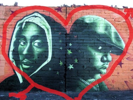 Tupac and Biggie - legend, grafitti, singers, music, rap