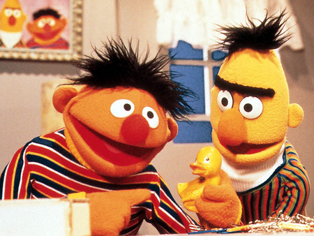 Bert and Ernie  Sesame Street - family room, buddies, rubber ducky, family show, tv