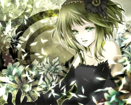 Vocaloid - gumi, flowers, vocaloid, green eyes, aonoe