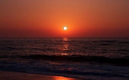 Golden sunrise - beach, ocean, sunrise, golden sky