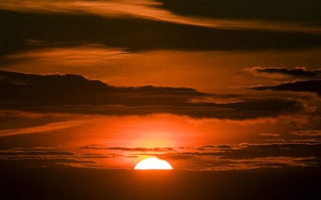 Golden clouds at sunset - orange sky, evening, night, sunset, golden clouds