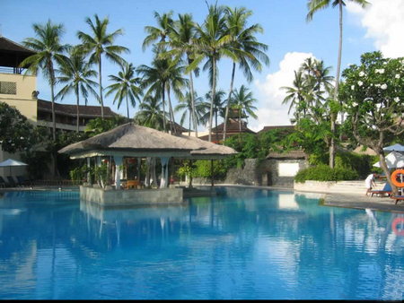 Bali beauty - bali, palms, island, holiday, tropical, pool, huts