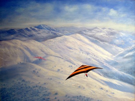 THE HANGGLIDER - nature, snow, hangglider, mountains, sky