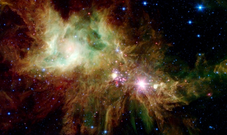 Stellar Snowflake Cluster - space, christmas tree, snowflake cluster, stars, spitzer st, nebulae