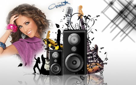 Anahi - speakers, wallpaper, guitar, beautiful