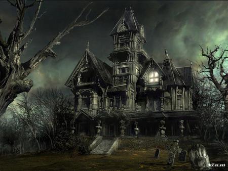 A Dark And Stormy Night - bleak, scary, haunted house, spooky