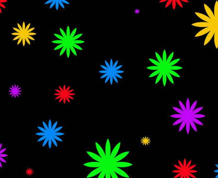 Flower Stars - flowers, floating, bright, neon, colors, happy