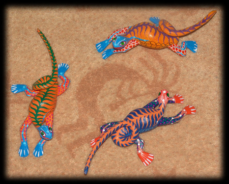 Oxacan Lizards - bright, lizards, handicraft, mexican