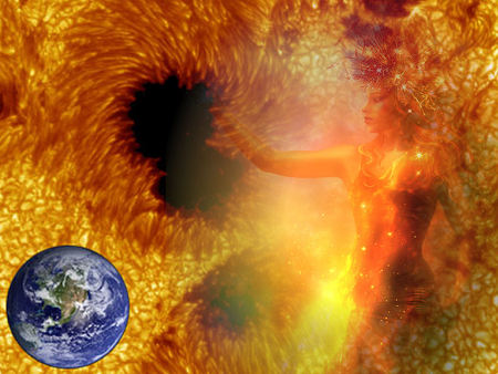 Sungod - goddess, black hole, earth, sunspots, sun