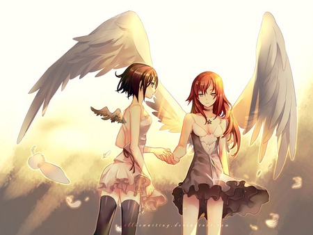 Destati - wings, red hair, dress, small wings