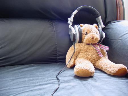 Chill Out - couch, teddy bear, teddy, headphones