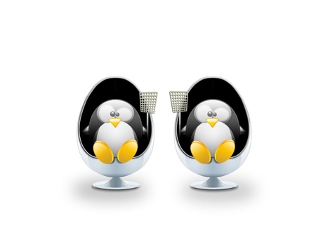 penguins - penguin, black, twins, yellow