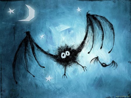 Gisbat - halloween, stars, cartoon, bat, funny