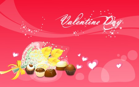 Valentine's Day - flowers, roses, yellow roses, chocolates, valentines, valentines day, chocolate, love