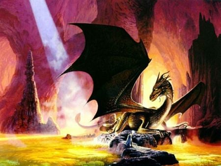 Dragon vs Mage - dragon, mage, black