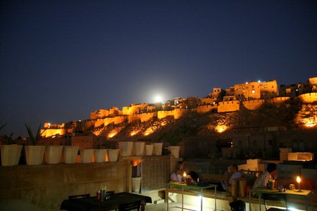 full moon over the fort - jaisalmer, india - india, fort, tourist, resteraunt