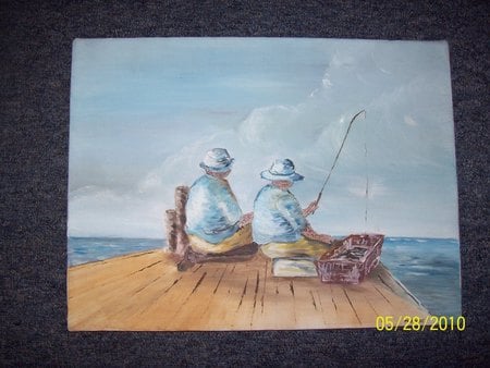 Miss You 's Mom and Dad - aged, fishing, lovedsky, together, parents, dock