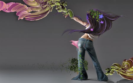 Fun is Essential - jeans, flowers, abstract, colorful, manipulation, girl, photo, art