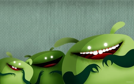 Monsters Family - cartoon, green, hd, monsters, 3d, smiley