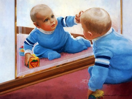 Donald Zolan children painting - painting, art, children, mirror, donald zolan