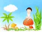 Child on mushroom