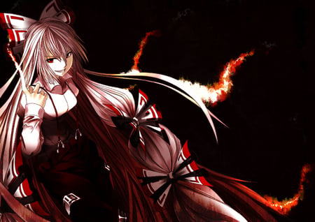 Fujiwara no mokou - long hair, touhou, dark, fujiwara no mokou