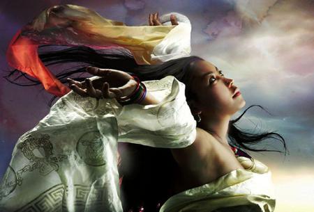 Colors of the Wind - sky, girl, wind, beautiful