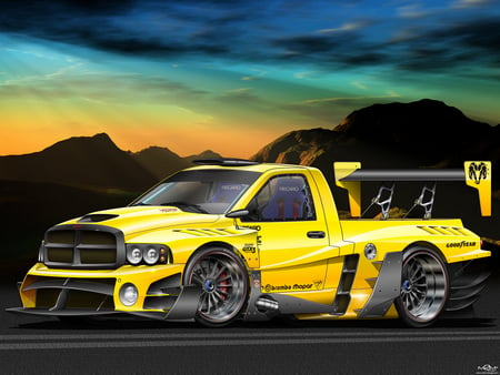 Dodge-RAM SR T EVO - hd, fast, sportscar, speed, powerful, yellow, car, dodge