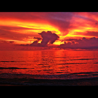 Orange sea and sky