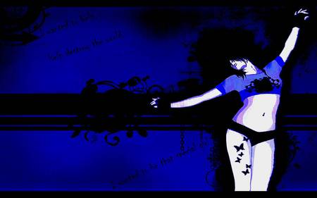 Dancing in the Dark Blue - girl, dancing, blue, cg