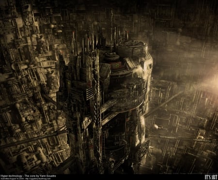 Futuristic city - city, abtract, cg, sepia